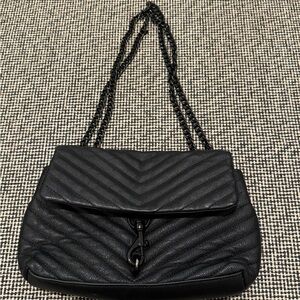 Rebecca Minkoff Black Quilted Chain-Handle Women's Shoulder Bag